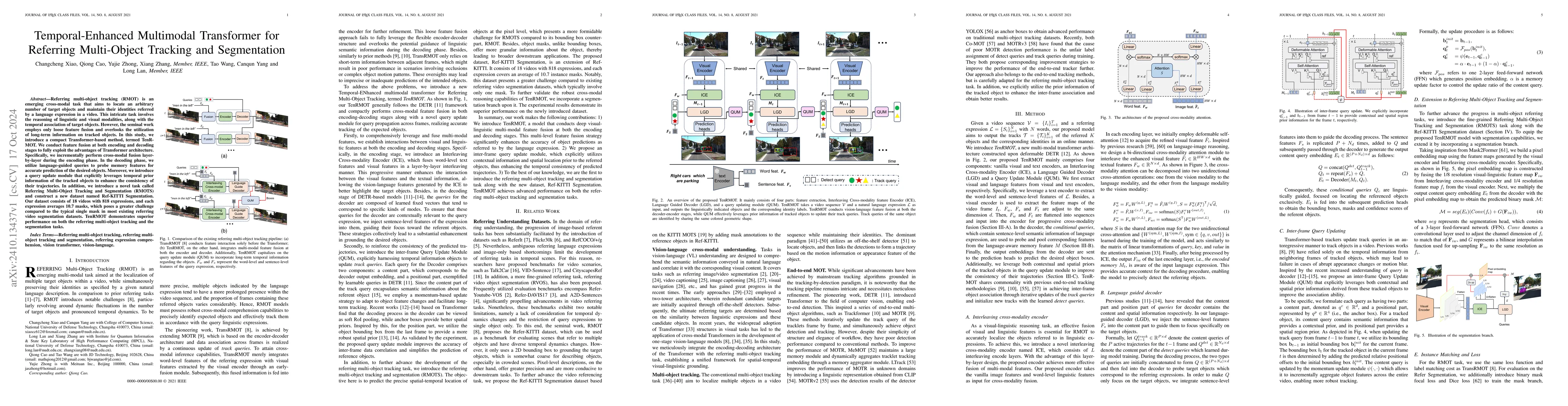 Thumbnail for Temporal-Enhanced Multimodal Transformer for Referring Multi-Object
  Tracking and Segmentation