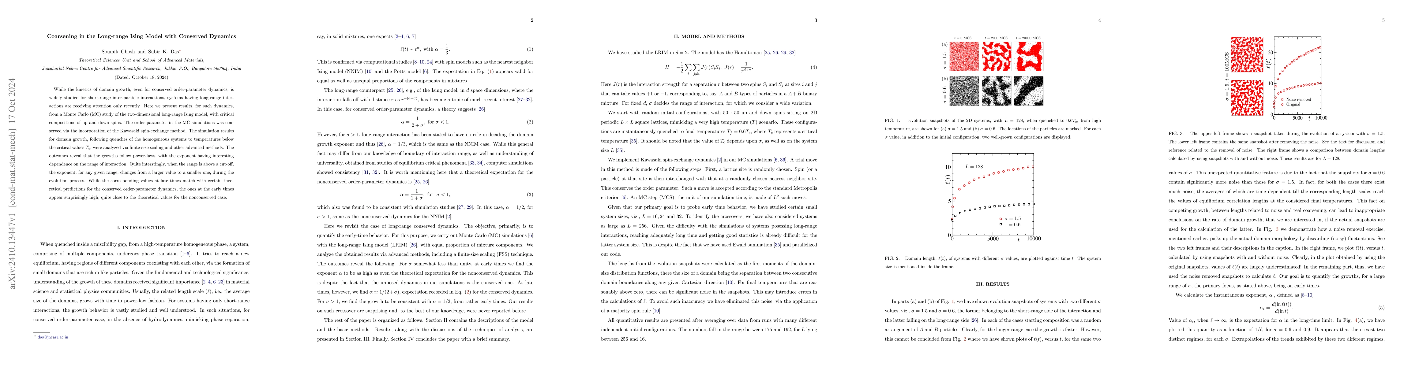 Thumbnail for Coarsening in the Long-range Ising Model with Conserved Dynamics