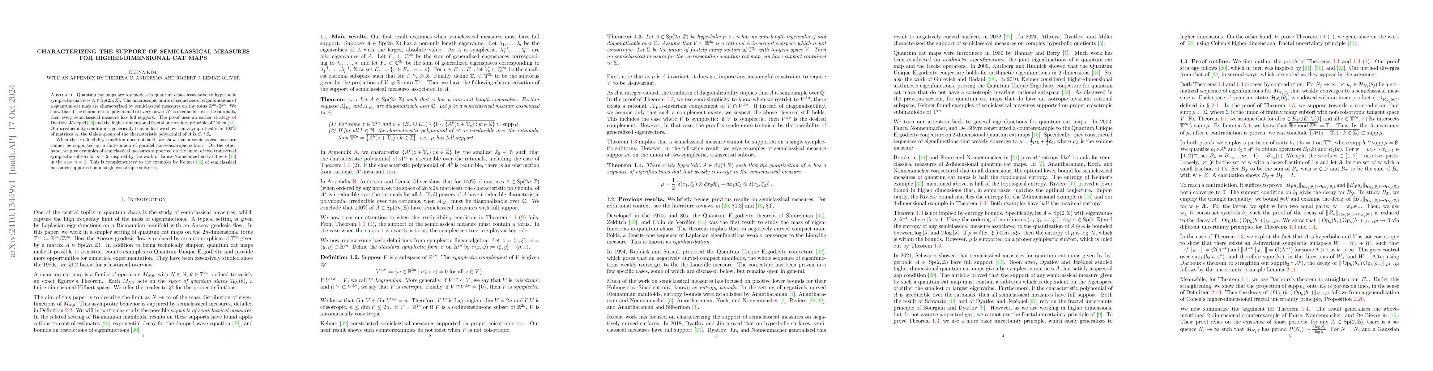 Thumbnail for Characterizing the support of semiclassical measures for
  higher-dimensional cat maps