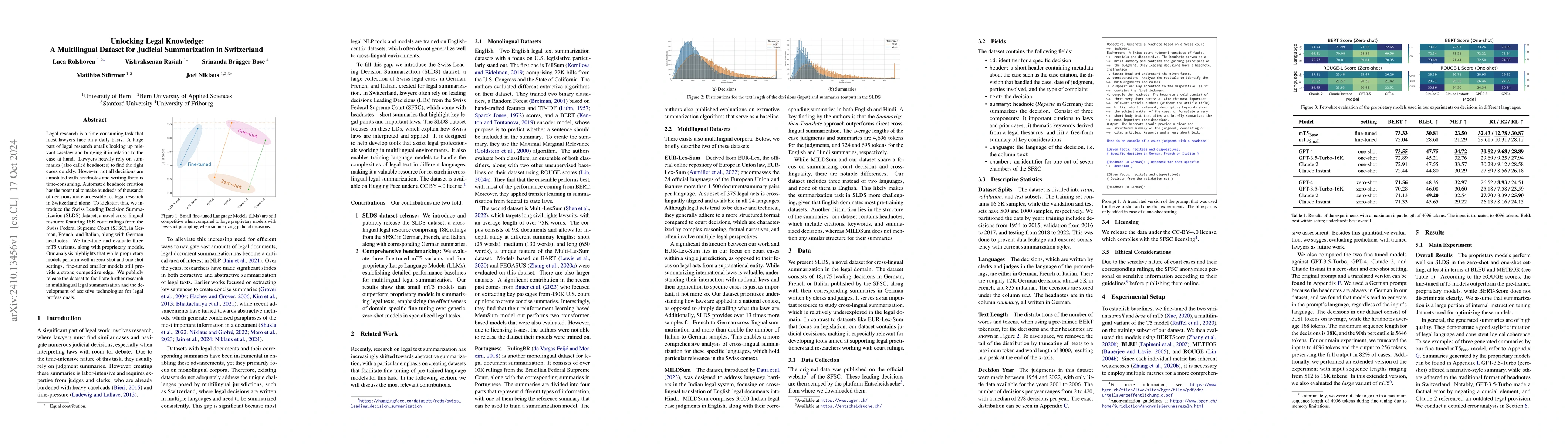 Thumbnail for Unlocking Legal Knowledge: A Multilingual Dataset for Judicial
  Summarization in Switzerland