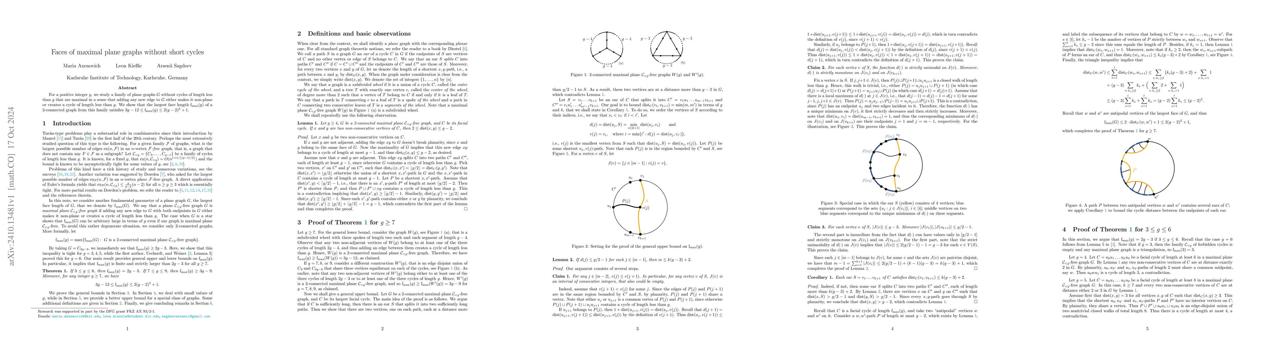 Thumbnail for Faces of maximal plane graphs without short cycles
