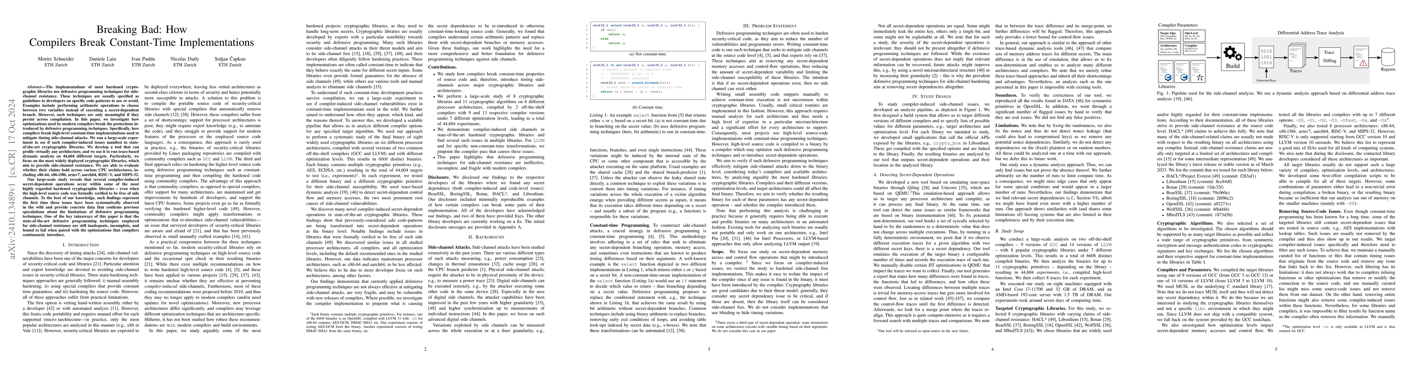 Thumbnail for Breaking Bad: How Compilers Break Constant-Time~Implementations