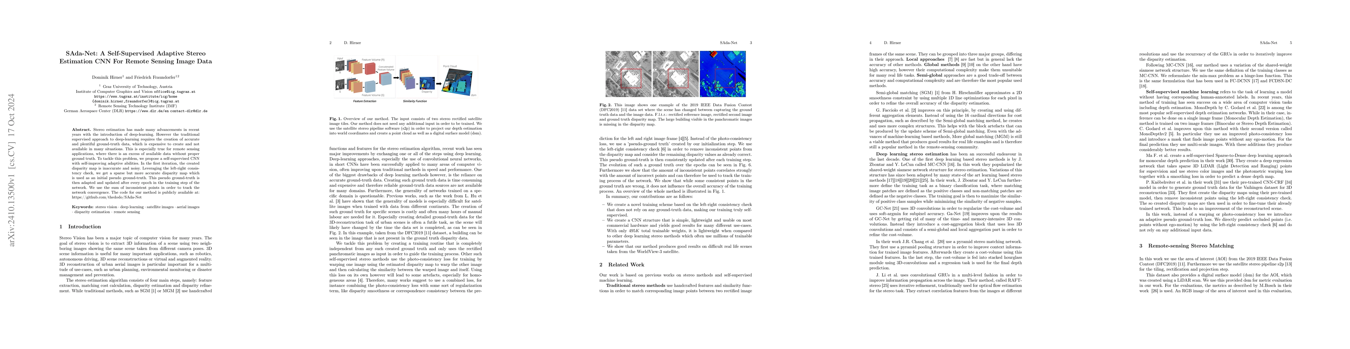 Thumbnail for SAda-Net: A Self-Supervised Adaptive Stereo Estimation CNN For Remote
  Sensing Image Data