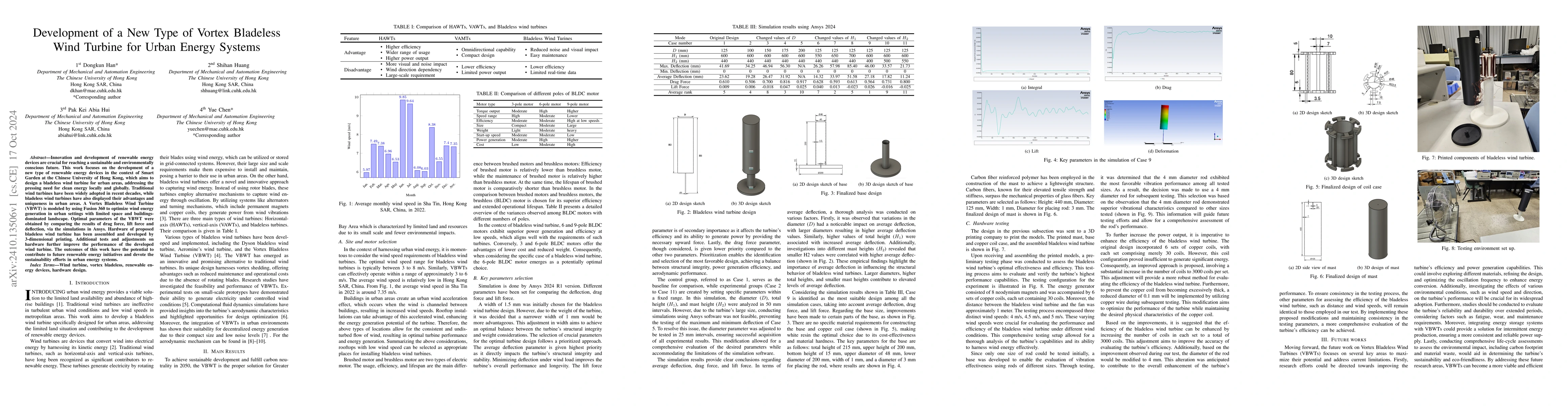 Thumbnail for Development of a New Type of Vortex Bladeless Wind Turbine for Urban
  Energy Systems