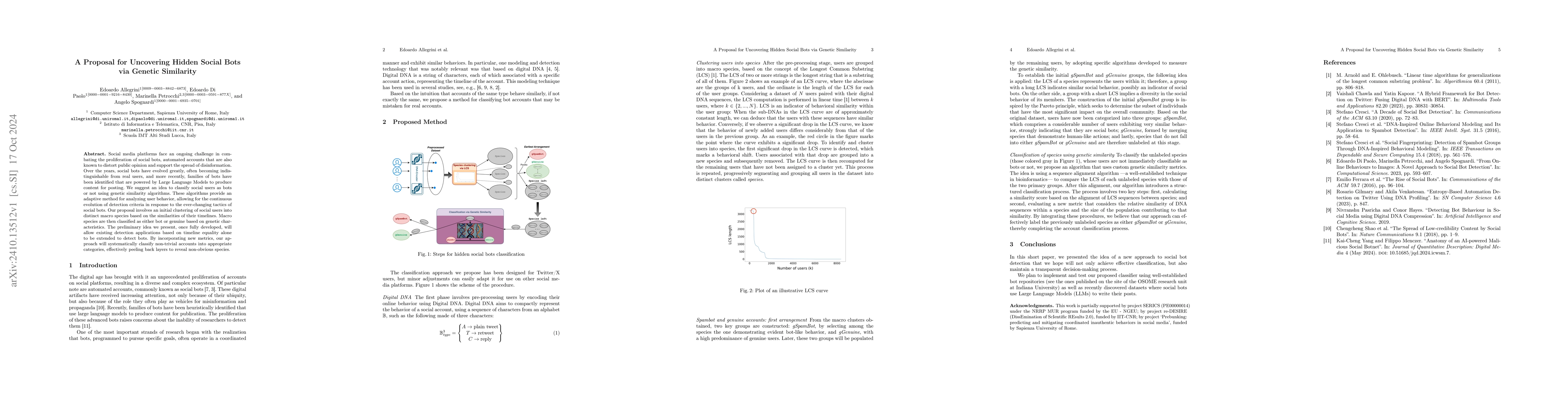 Thumbnail for A Proposal for Uncovering Hidden Social Bots via Genetic Similarity