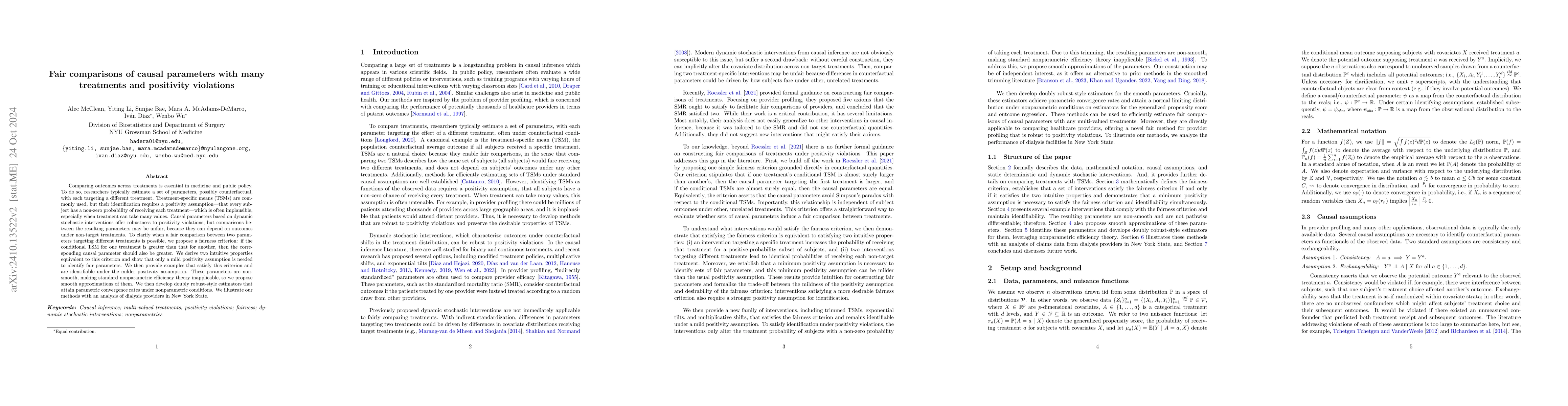 Thumbnail for Fair comparisons of causal parameters with many treatments and
  positivity violations