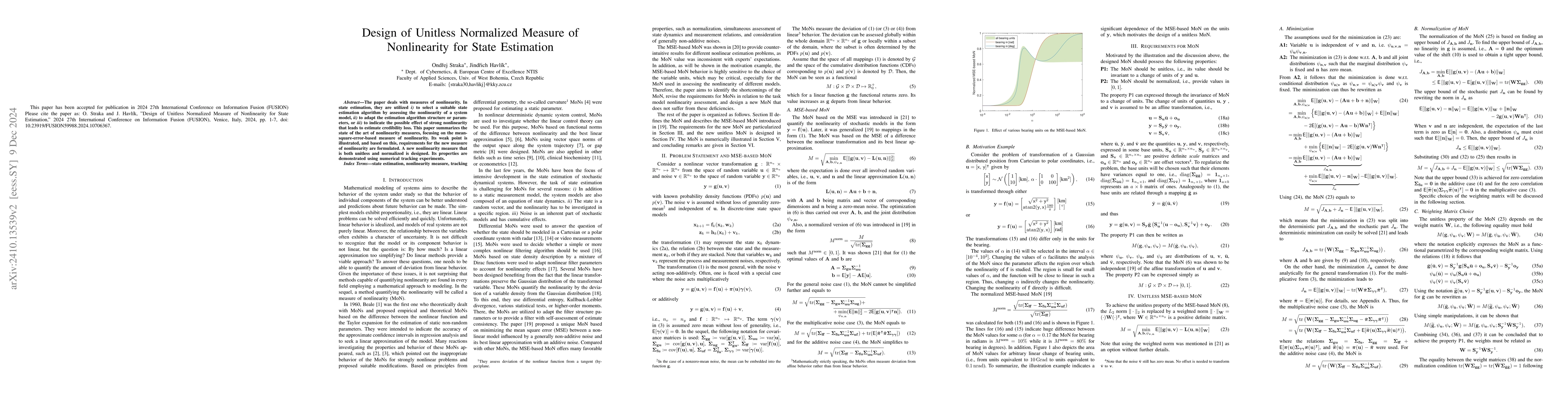 Thumbnail for Design of Unitless Normalized Measure of Nonlinearity for State
  Estimation