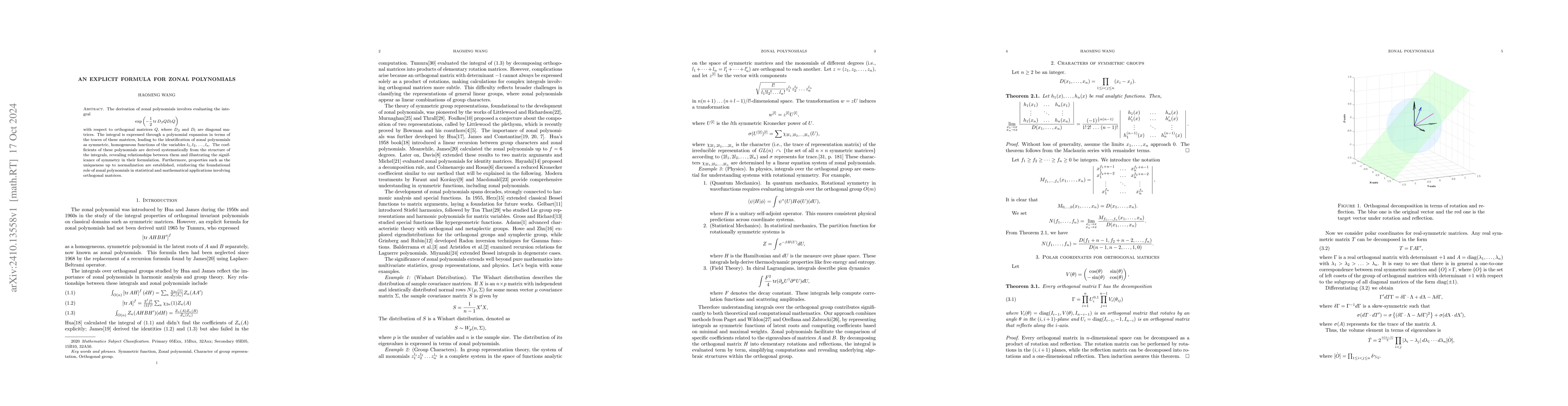 Thumbnail for An explicit formula for zonal polynomials