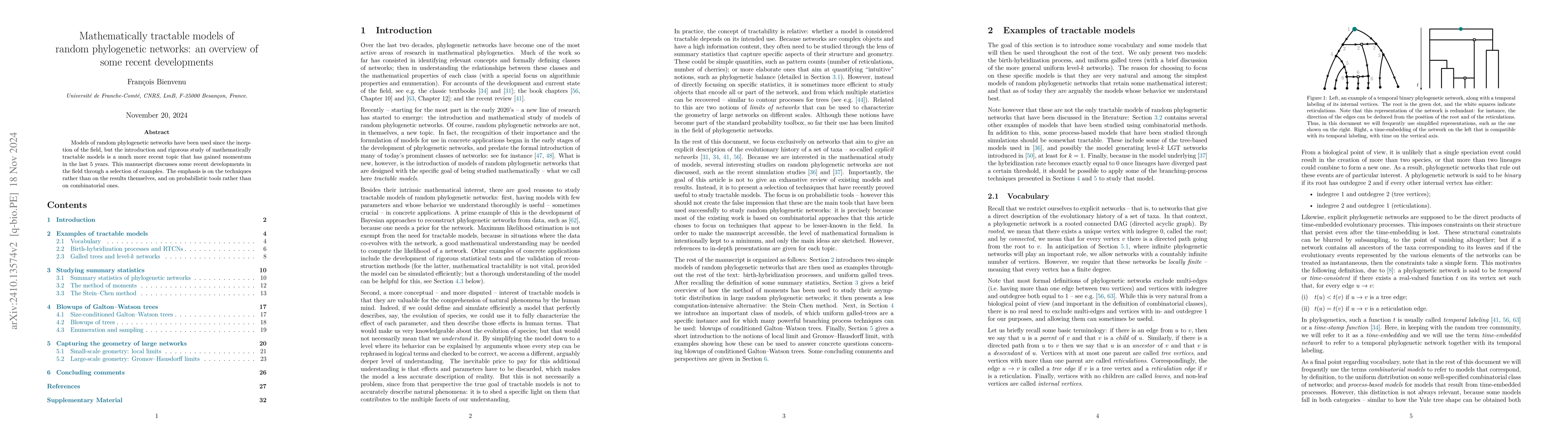 Thumbnail for Mathematically tractable models of random phylogenetic networks: an
  overview of some recent developments