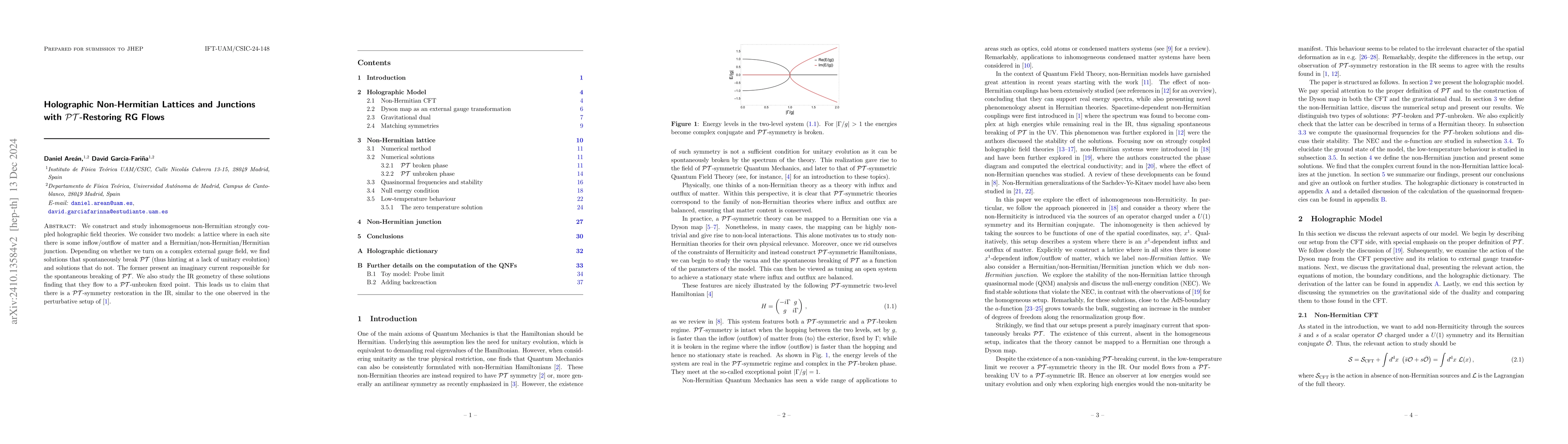 Thumbnail for Holographic Non-Hermitian Lattices and Junctions with PT-Restoring RG
  Flows