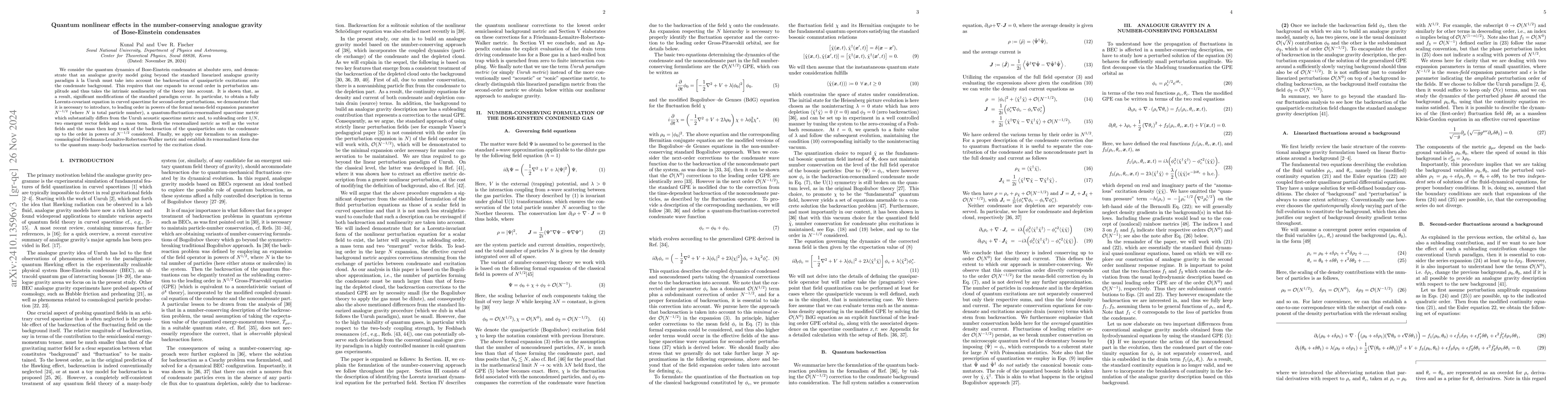 Thumbnail for Quantum nonlinear effects in the number-conserving analogue gravity of
  Bose-Einstein condensates