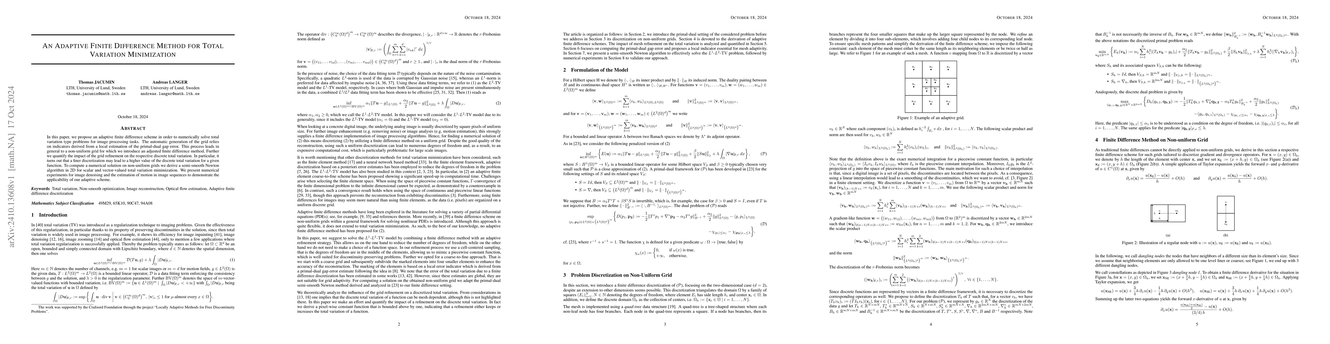 Thumbnail for An Adaptive Finite Difference Method for Total Variation Minimization