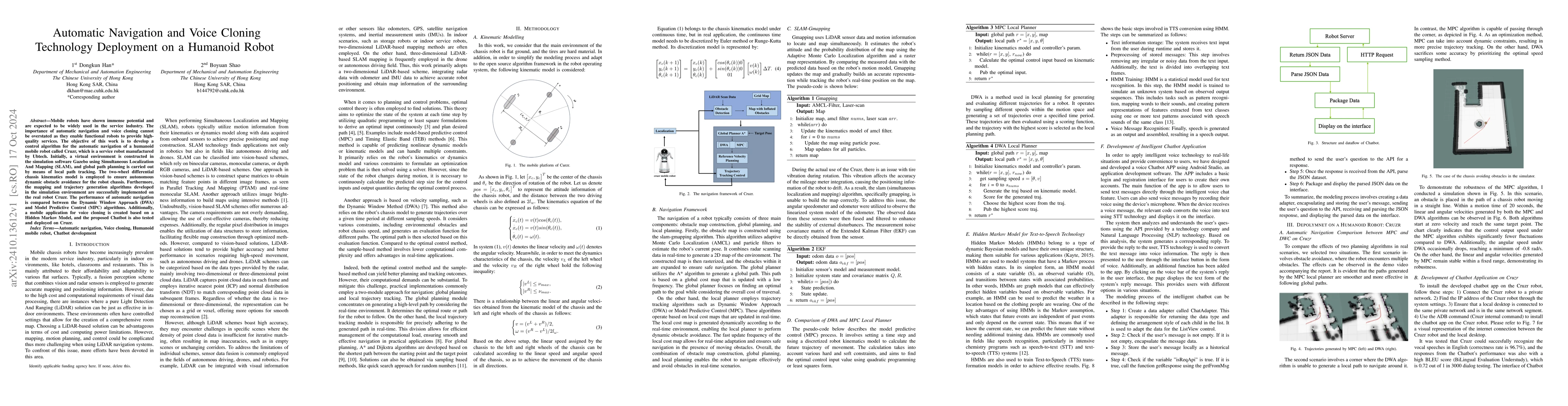 Thumbnail for Automatic Navigation and Voice Cloning Technology Deployment on a
  Humanoid Robot