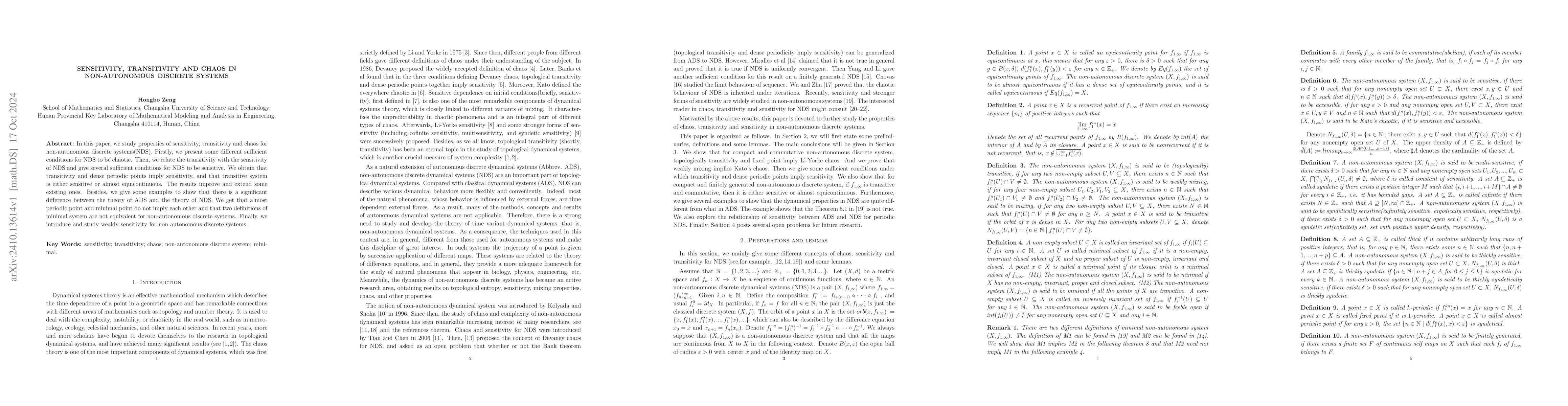 Thumbnail for Sensitivity, transitivity and chaos in non-autonomous discrete systems