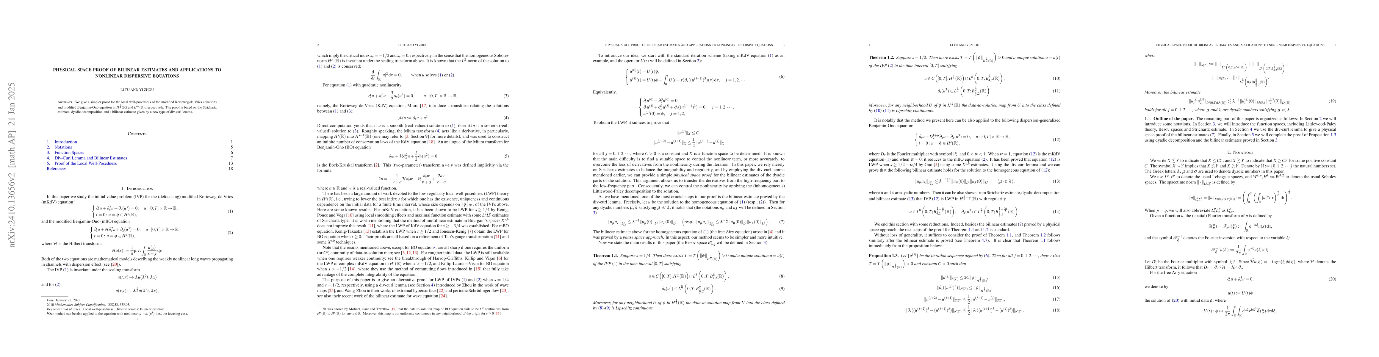 Thumbnail for Physical Space Proof of Bilinear Estimates and Applications to Nonlinear
  Dispersive Equations