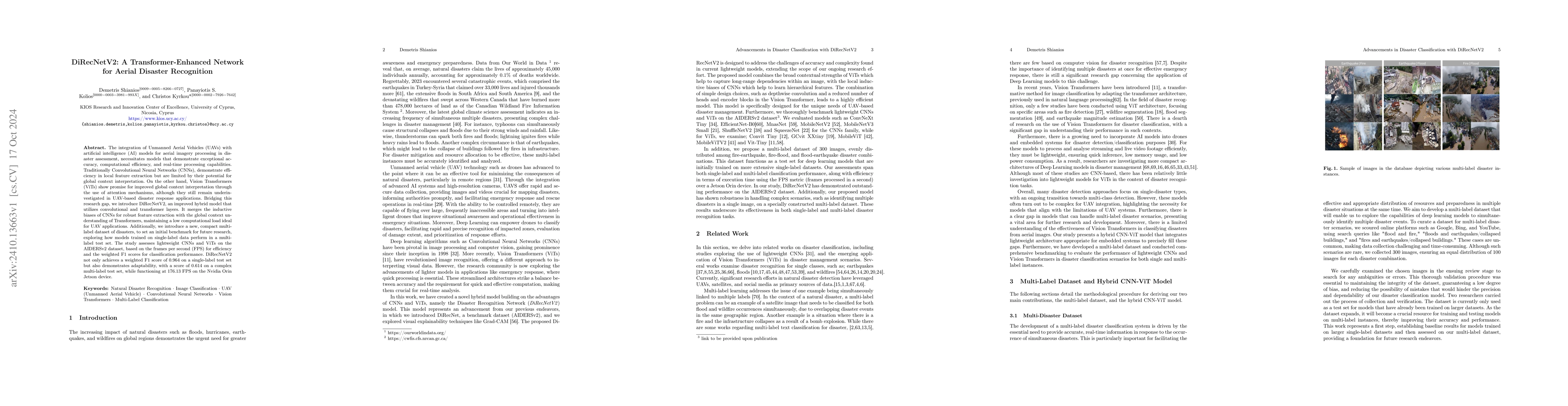 Thumbnail for DiRecNetV2: A Transformer-Enhanced Network for Aerial Disaster
  Recognition