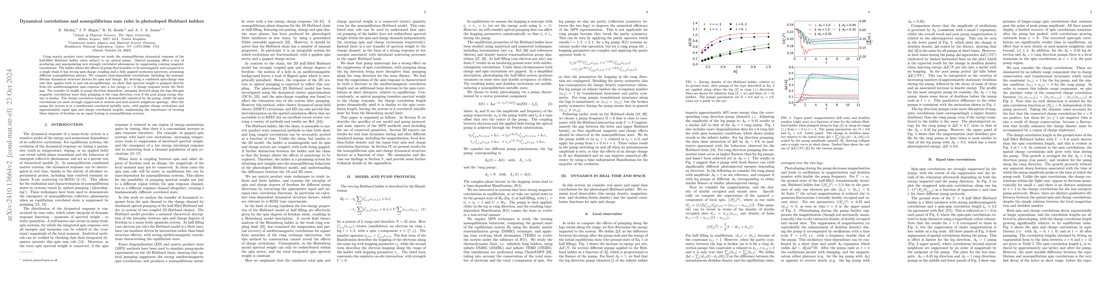 Thumbnail for Dynamical correlations and nonequilibrium sum rules in photodoped
  Hubbard ladders
