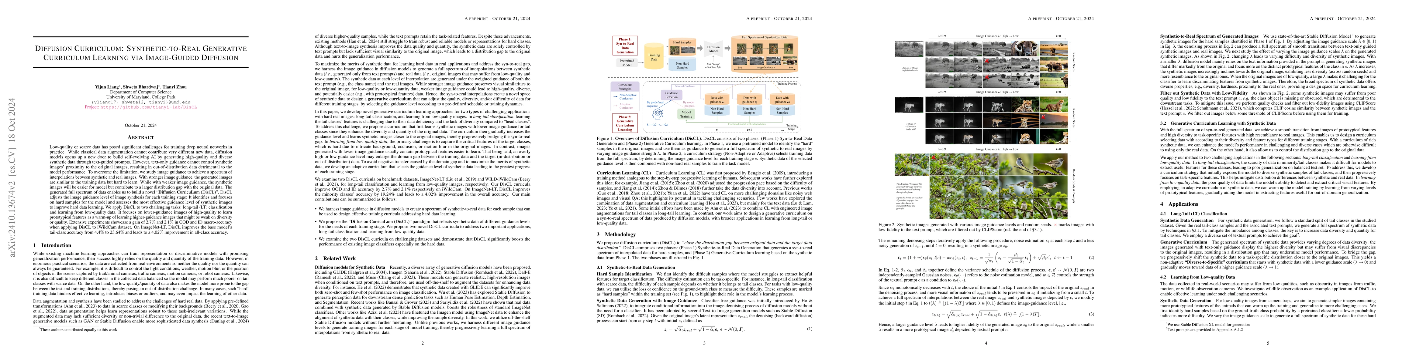 Thumbnail for Diffusion Curriculum: Synthetic-to-Real Generative Curriculum Learning
  via Image-Guided Diffusion