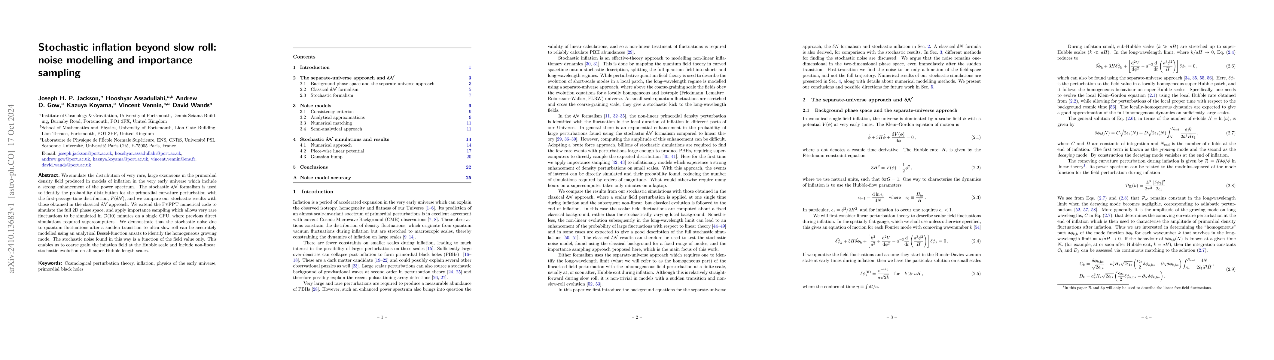 Thumbnail for Stochastic inflation beyond slow roll: noise modelling and importance
  sampling