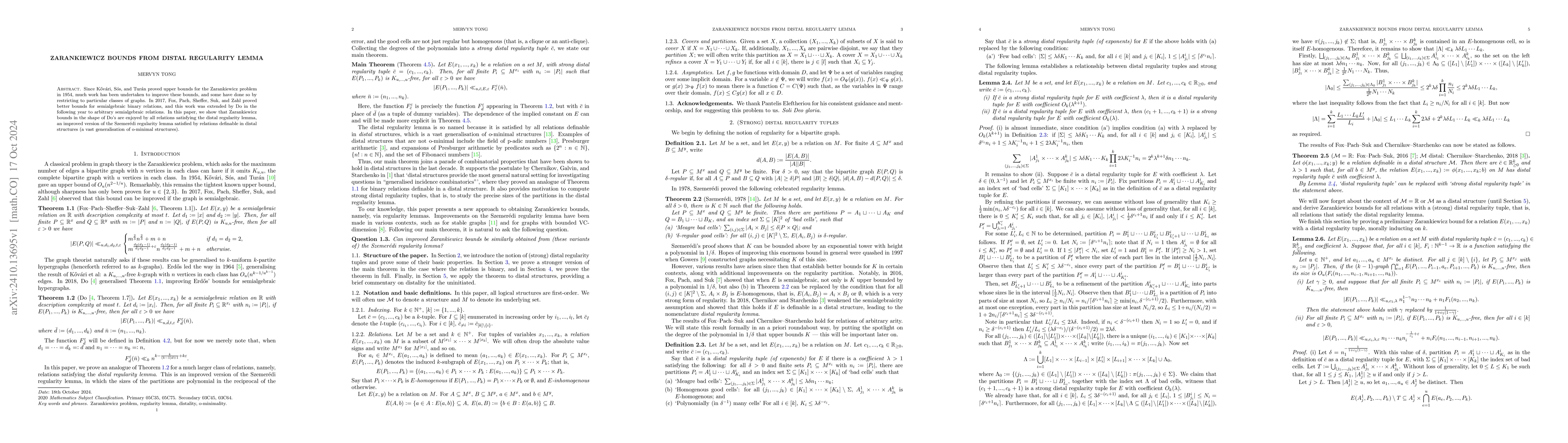 Thumbnail for Zarankiewicz bounds from distal regularity lemma