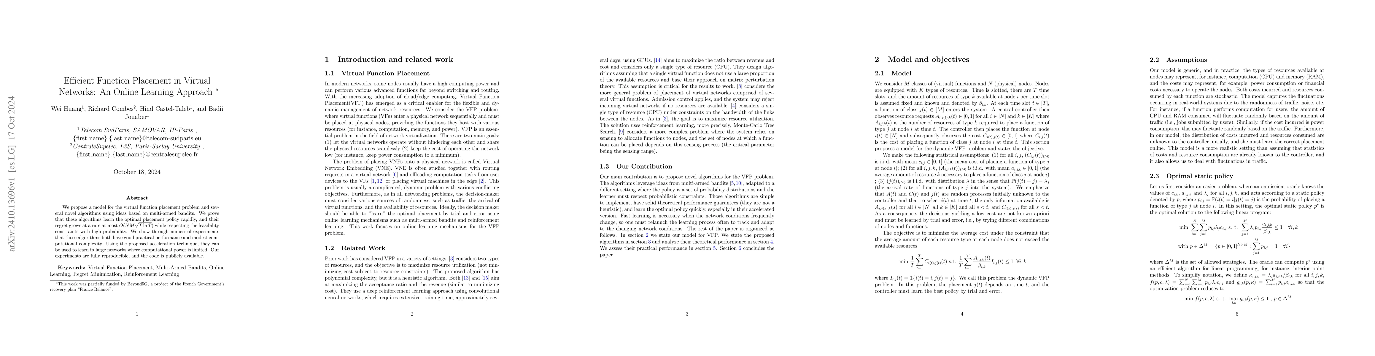 Thumbnail for Efficient Function Placement in Virtual Networks: An Online Learning
  Approach