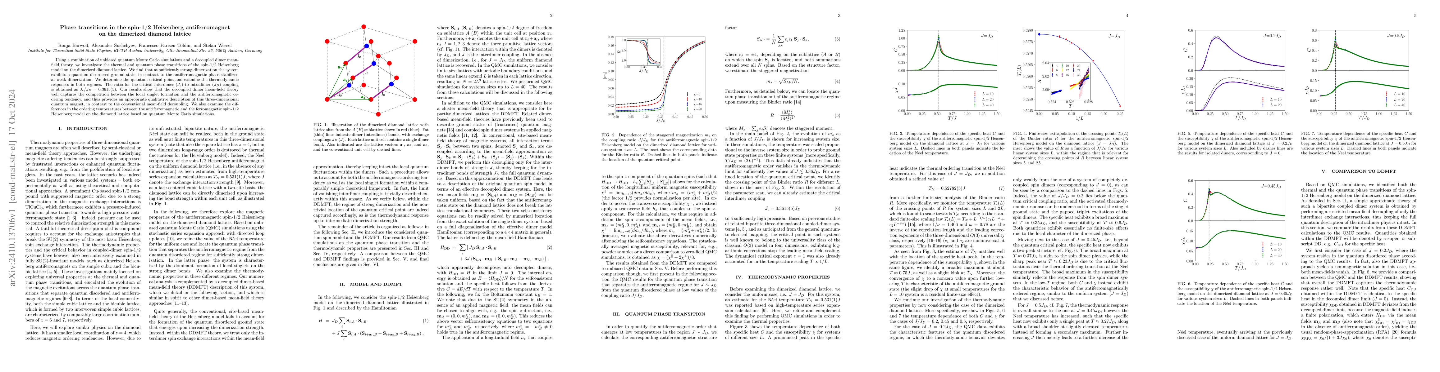 Thumbnail for Phase transitions in the spin-1/2 Heisenberg antiferromagnet on the
  dimerized diamond lattice