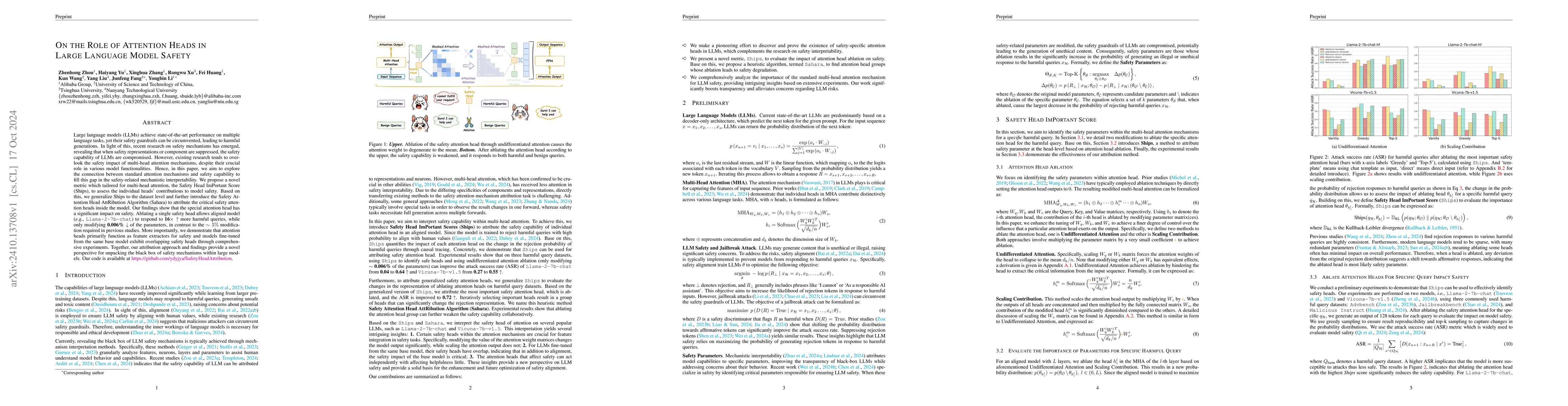 Thumbnail for On the Role of Attention Heads in Large Language Model Safety