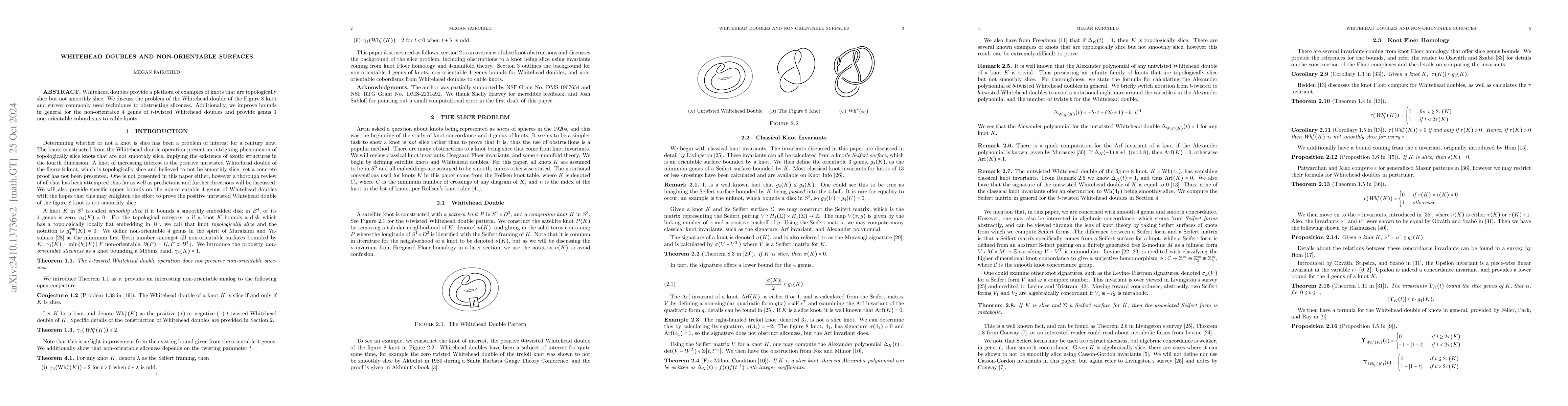 Thumbnail for Whitehead Doubles and Non-Orientable Surfaces