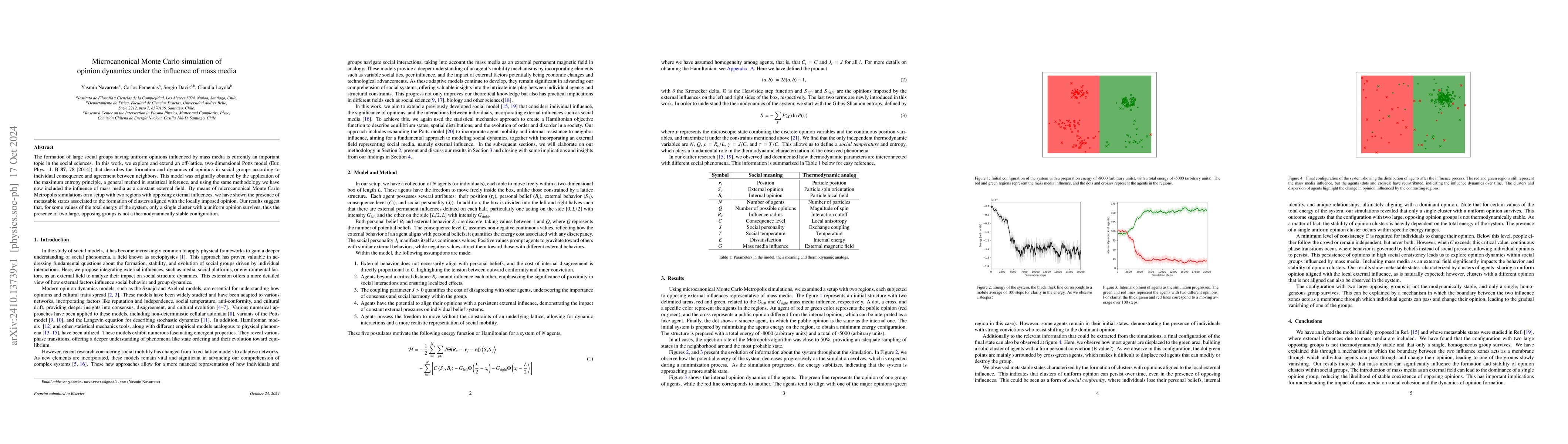 Thumbnail for Microcanonical Monte Carlo simulation of opinion dynamics under the
  influence of mass media