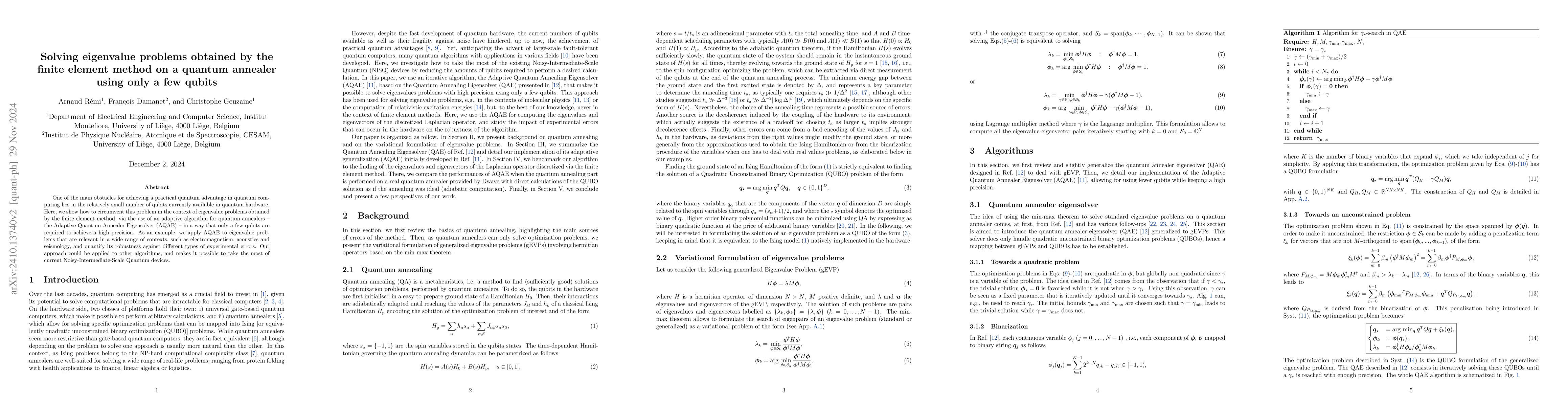 Thumbnail for Solving eigenvalue problems obtained by the finite element method on a
  quantum annealer using only a few qubits