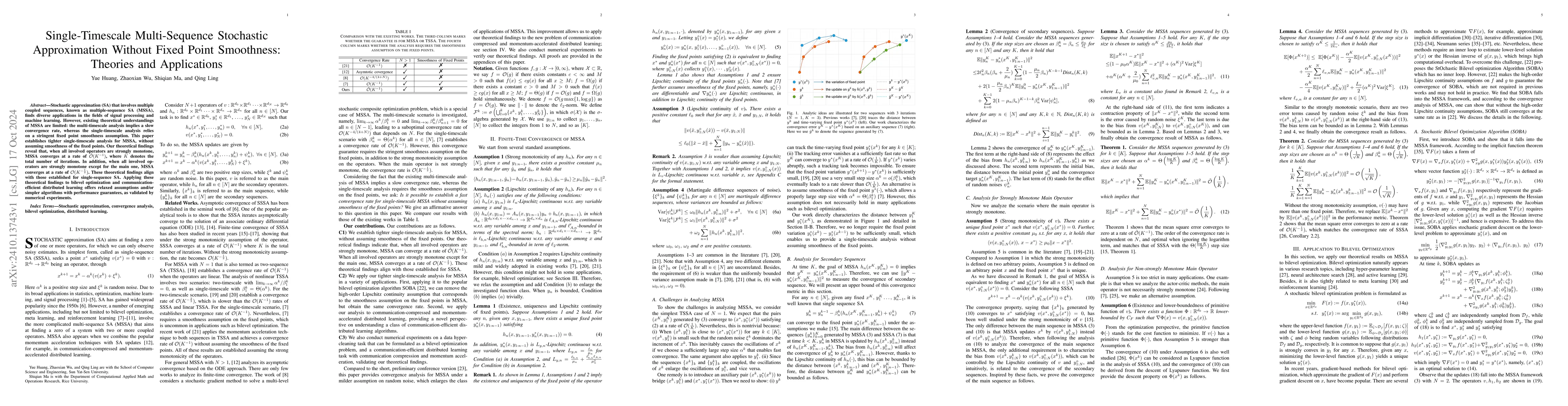 Thumbnail for Single-Timescale Multi-Sequence Stochastic Approximation Without Fixed
  Point Smoothness: Theories and Applications