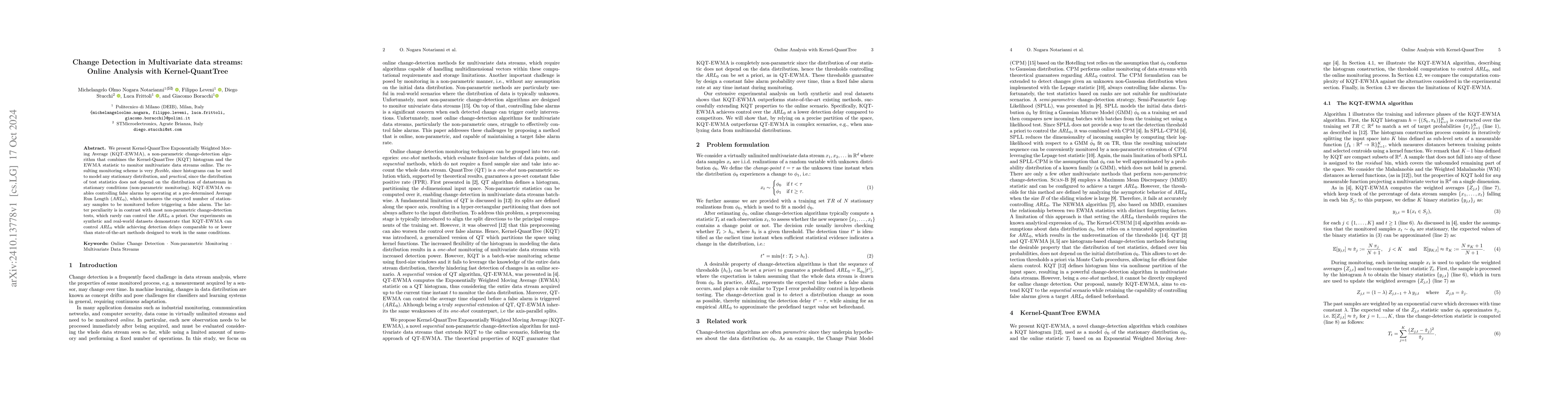 Thumbnail for Change Detection in Multivariate data streams: Online Analysis with
  Kernel-QuantTree