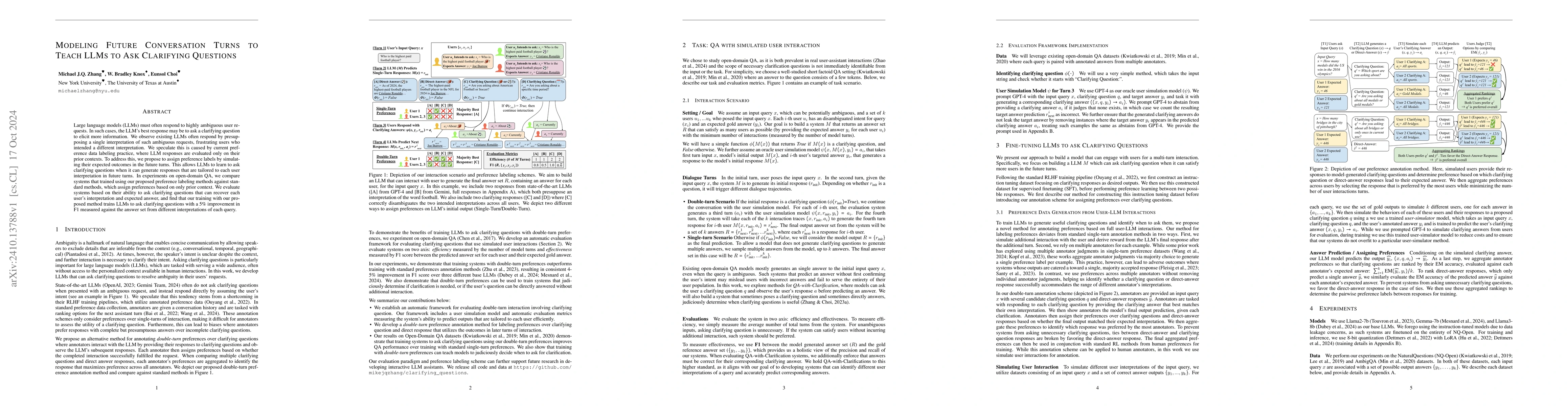 Thumbnail for Modeling Future Conversation Turns to Teach LLMs to Ask Clarifying
  Questions