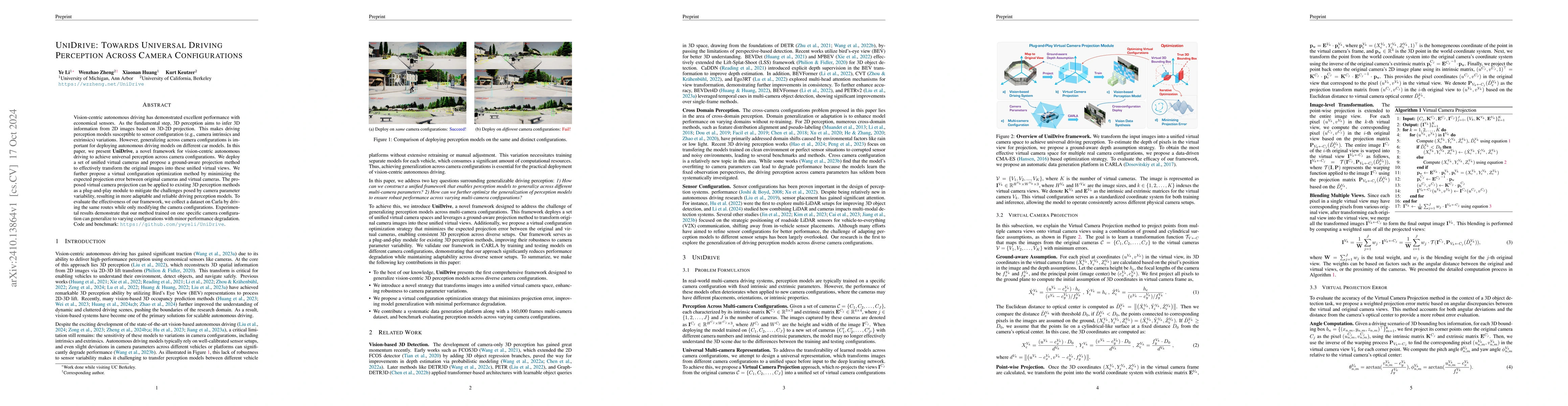 Thumbnail for UniDrive: Towards Universal Driving Perception Across Camera
  Configurations