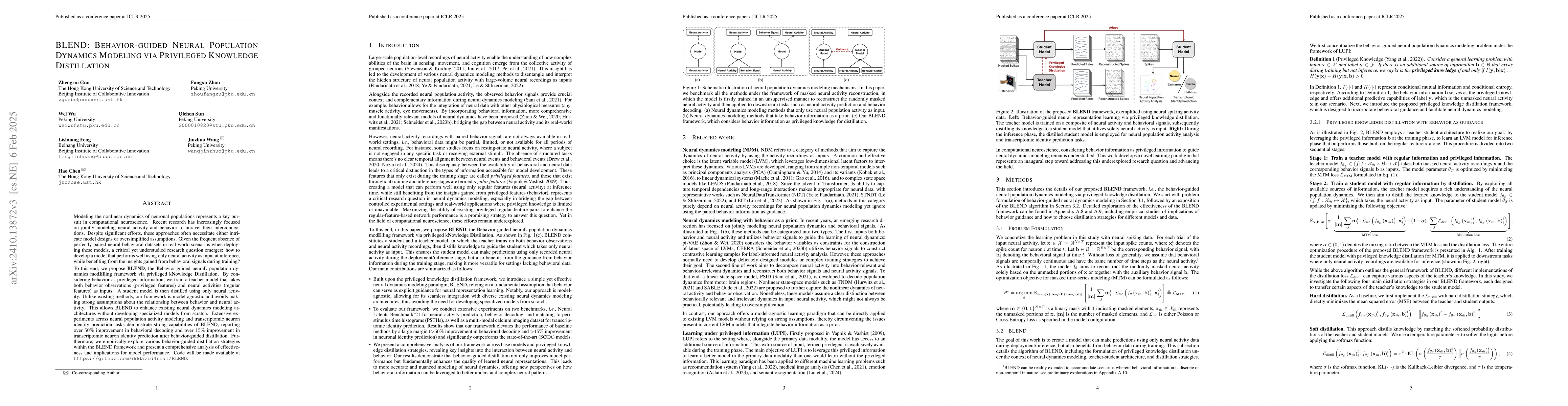 Thumbnail for BLEND: Behavior-guided Neural Population Dynamics Modeling via
  Privileged Knowledge Distillation