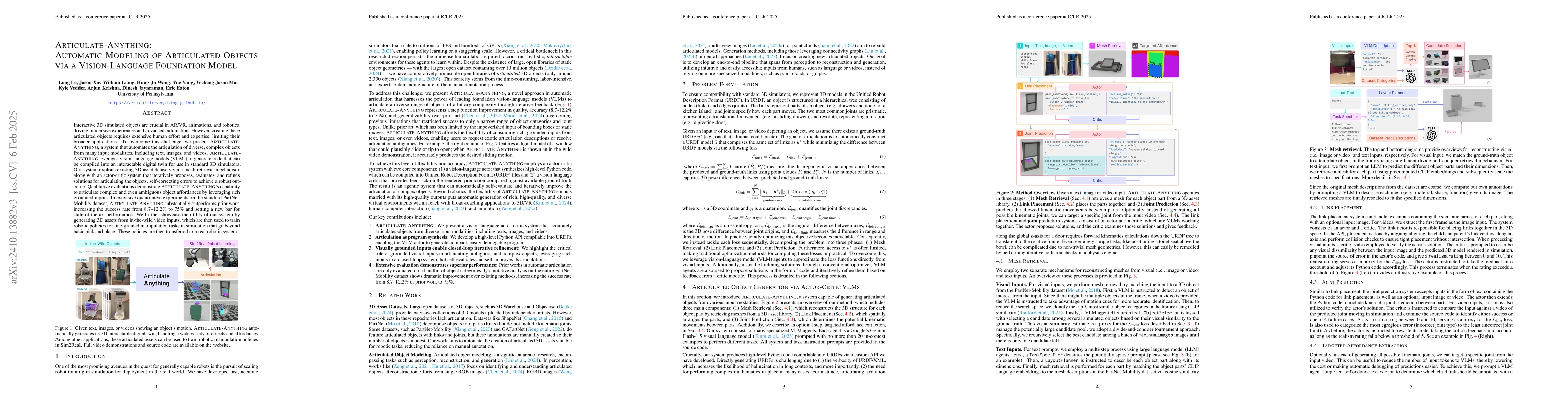 Thumbnail for Articulate-Anything: Automatic Modeling of Articulated Objects via a
  Vision-Language Foundation Model