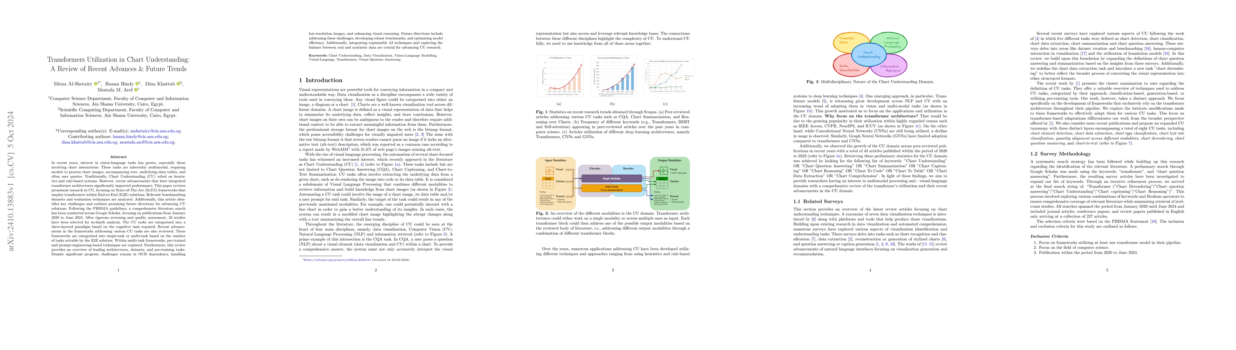 Thumbnail for Transformers Utilization in Chart Understanding: A Review of Recent
  Advances & Future Trends