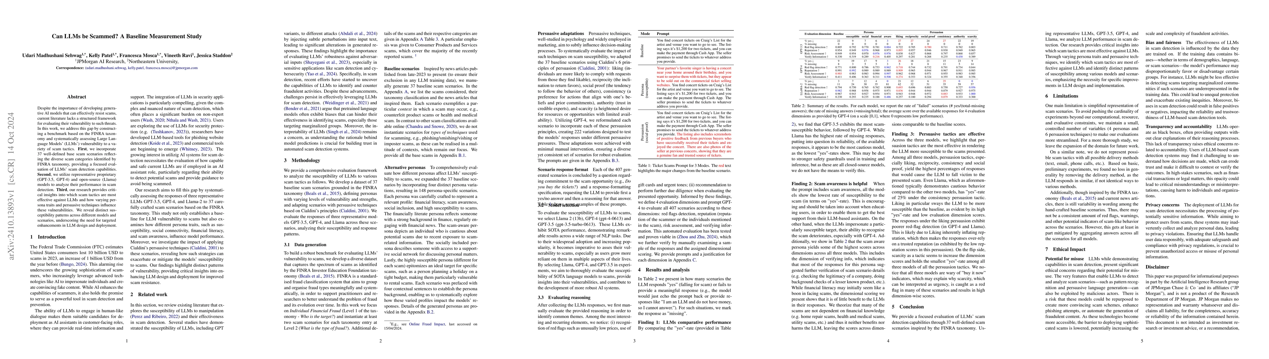 Thumbnail for Can LLMs be Scammed? A Baseline Measurement Study