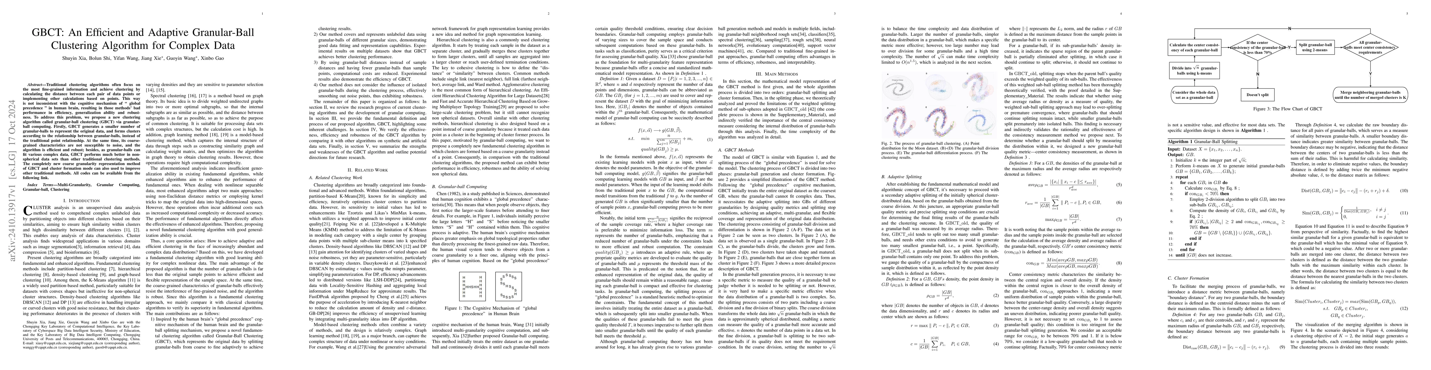 Thumbnail for GBCT: An Efficient and Adaptive Granular-Ball Clustering Algorithm for
  Complex Data