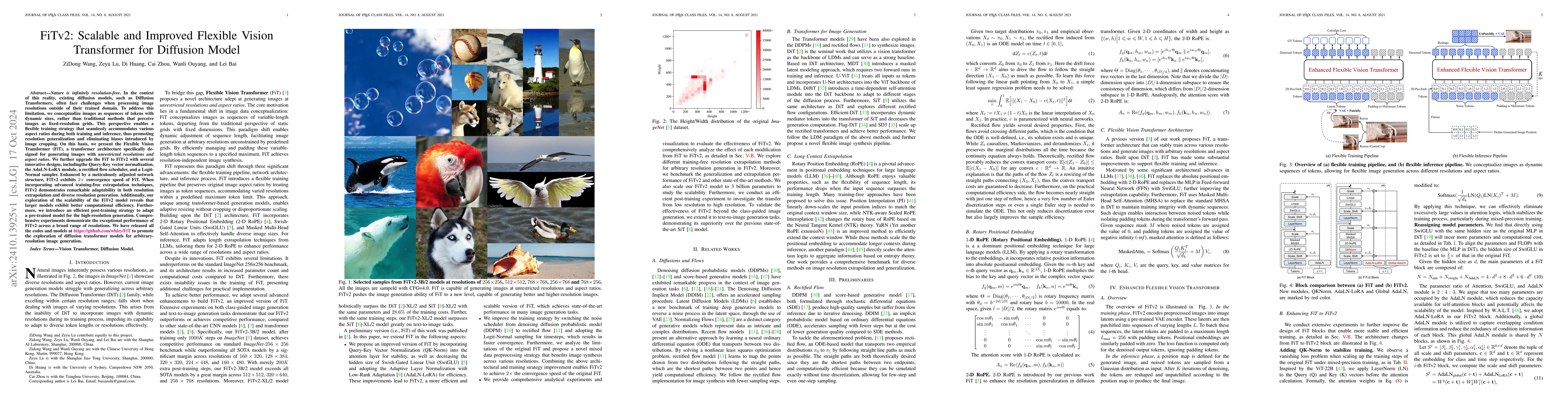 Thumbnail for FiTv2: Scalable and Improved Flexible Vision Transformer for Diffusion
  Model