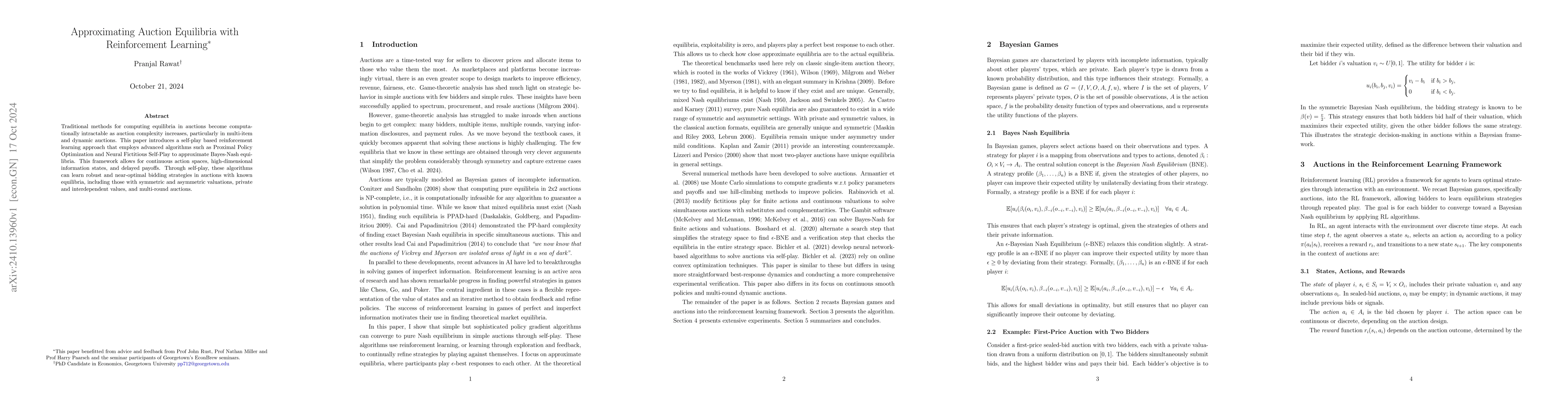 Thumbnail for Approximating Auction Equilibria with Reinforcement Learning
