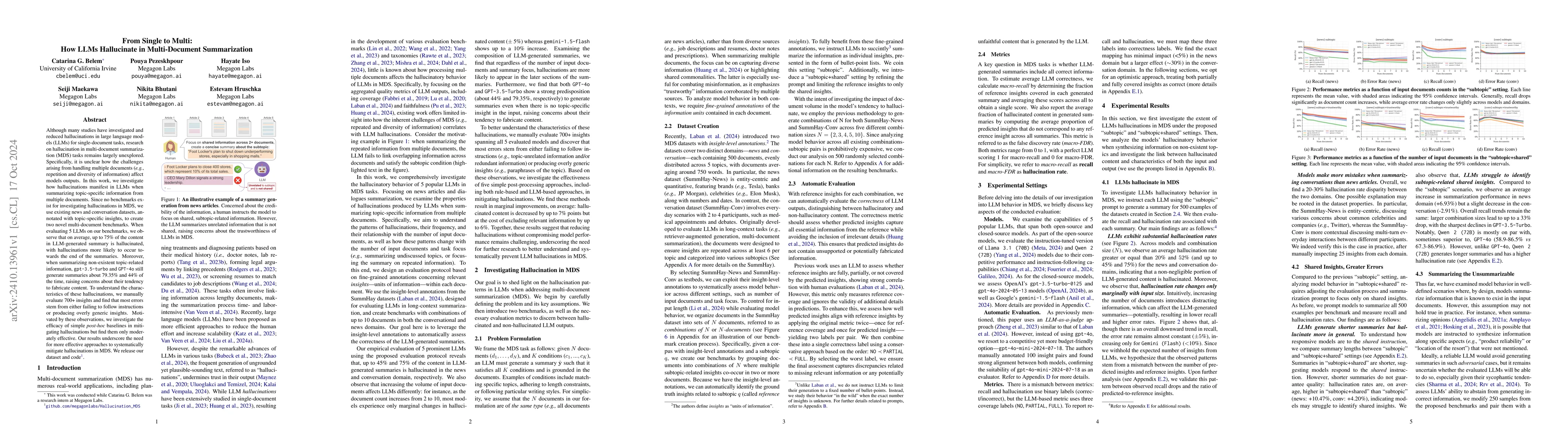 Thumbnail for From Single to Multi: How LLMs Hallucinate in Multi-Document
  Summarization