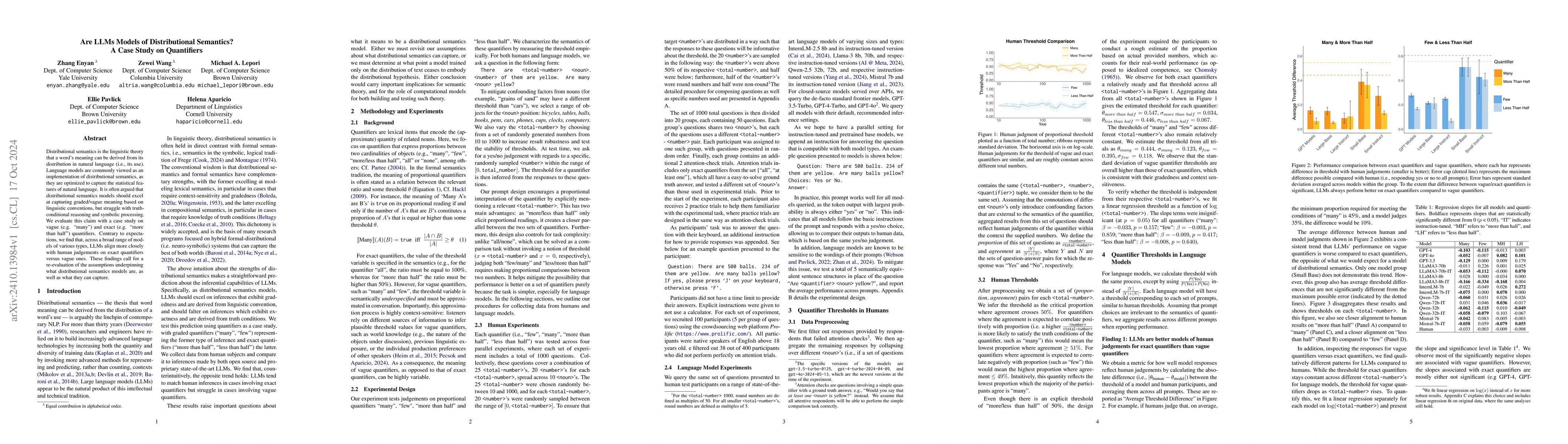 Thumbnail for Are LLMs Models of Distributional Semantics? A Case Study on Quantifiers