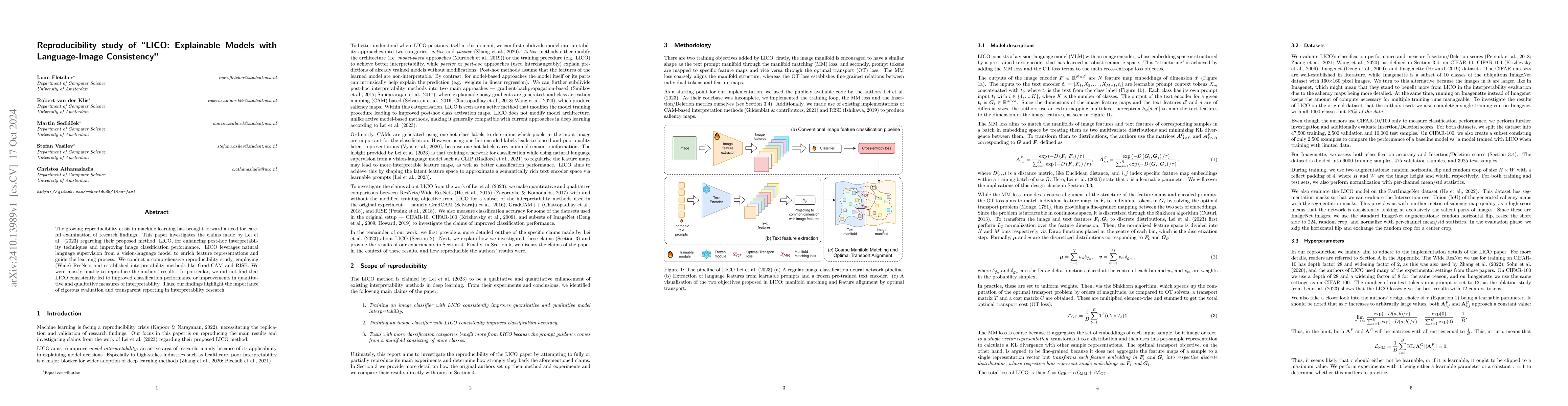Thumbnail for Reproducibility study of "LICO: Explainable Models with Language-Image
  Consistency"