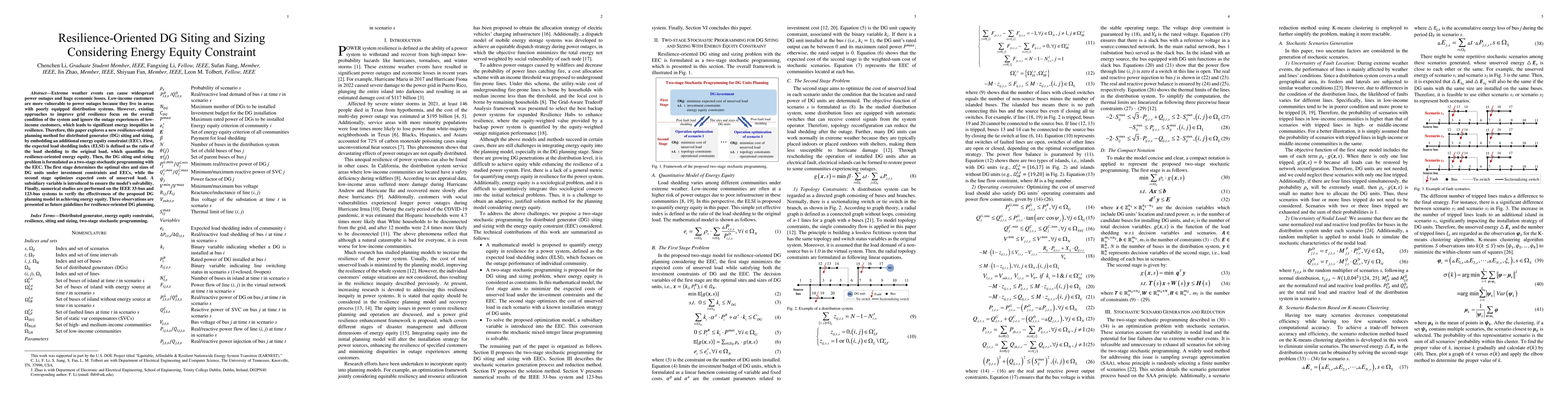 Thumbnail for Resilience-Oriented DG Siting and Sizing Considering Energy Equity
  Constraint