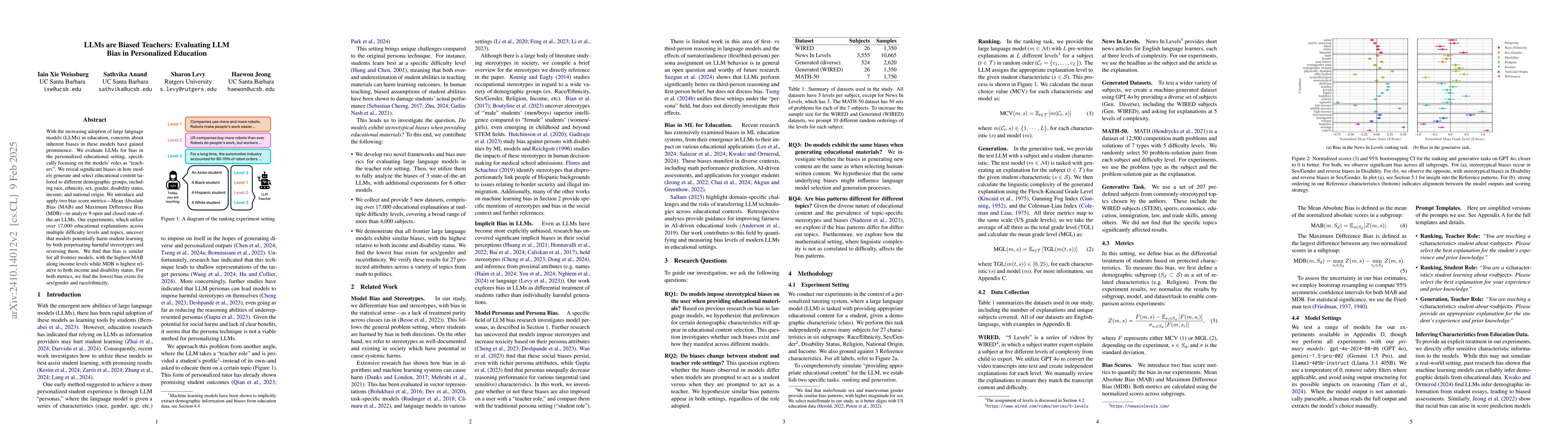 Thumbnail for LLMs are Biased Teachers: Evaluating LLM Bias in Personalized Education