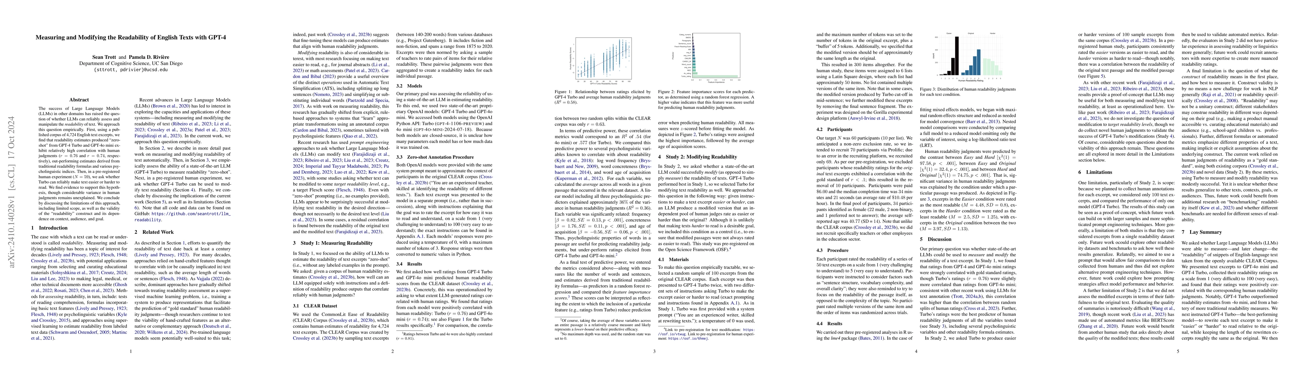 Thumbnail for Measuring and Modifying the Readability of English Texts with GPT-4