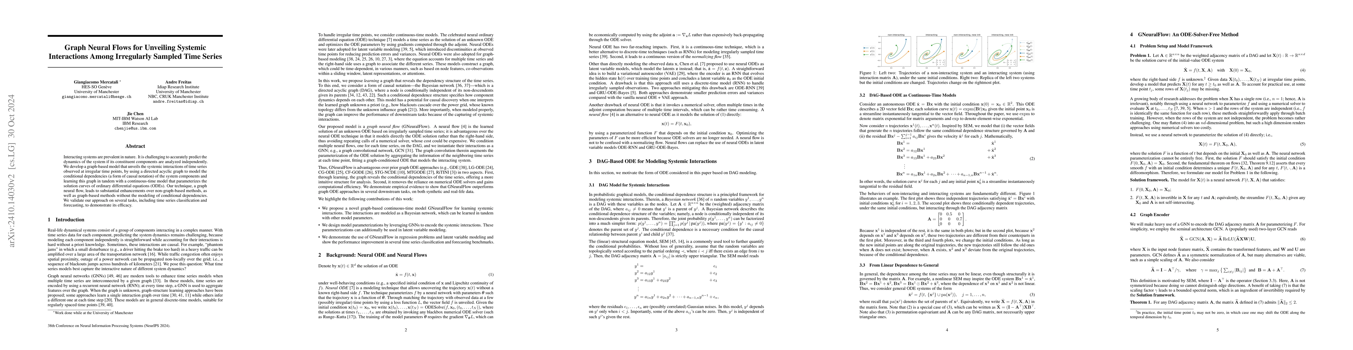 Thumbnail for Graph Neural Flows for Unveiling Systemic Interactions Among Irregularly
  Sampled Time Series