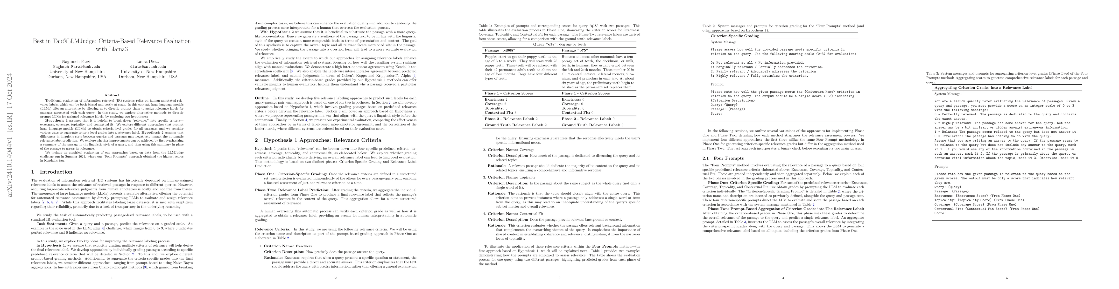 Thumbnail for Best in Tau@LLMJudge: Criteria-Based Relevance Evaluation with Llama3