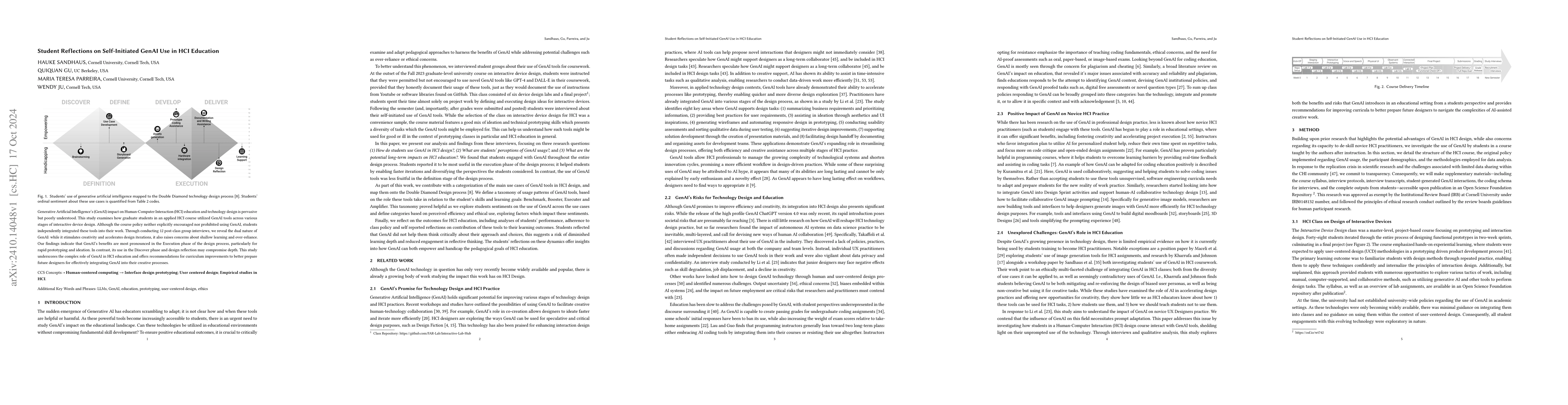 Thumbnail for Student Reflections on Self-Initiated GenAI Use in HCI Education